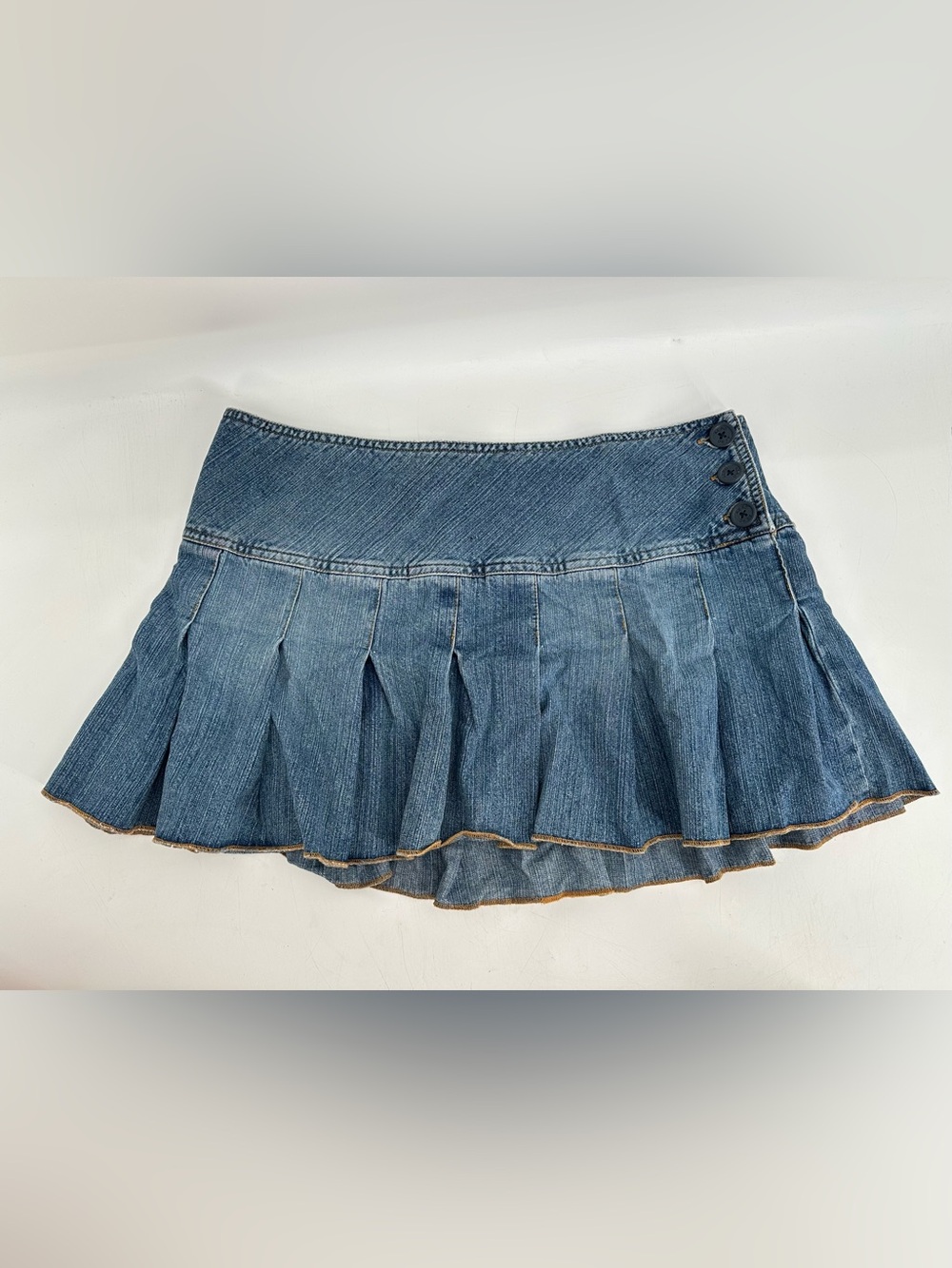 Vintage 90’s Y2K Aeropostale Low Rise Pleated Mini Denim Jean Skirt Size 11/12